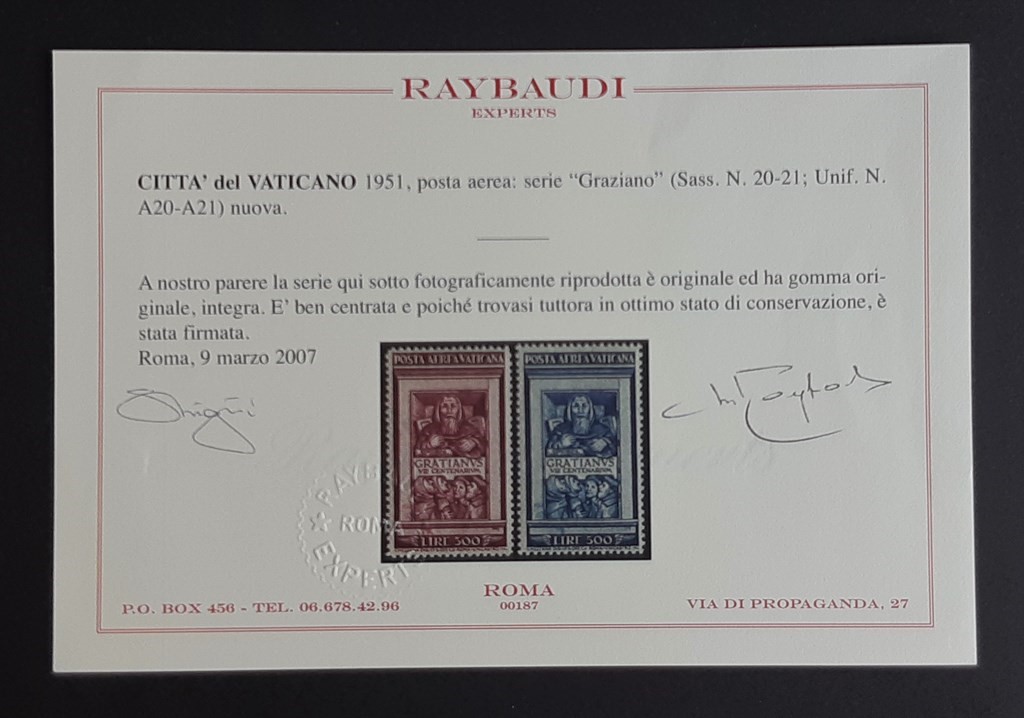 Philatelic certificate